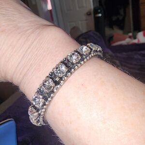 Chic Silver and Black Crystal Bracelet